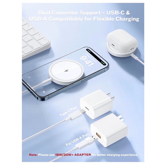 Magnetic Wireless Charging Pad – White | Fast Charge Compatible - Picture 5 of 6